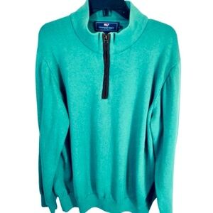 VINYARD VINES Pullover 1/4 Zip Pima Cotton 
Baby Alpaca, Elbow Patches, green